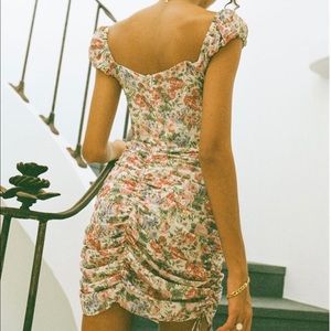 SABO SKIRT Rico Dress Floral Ruched Body con Fitted XS NWT